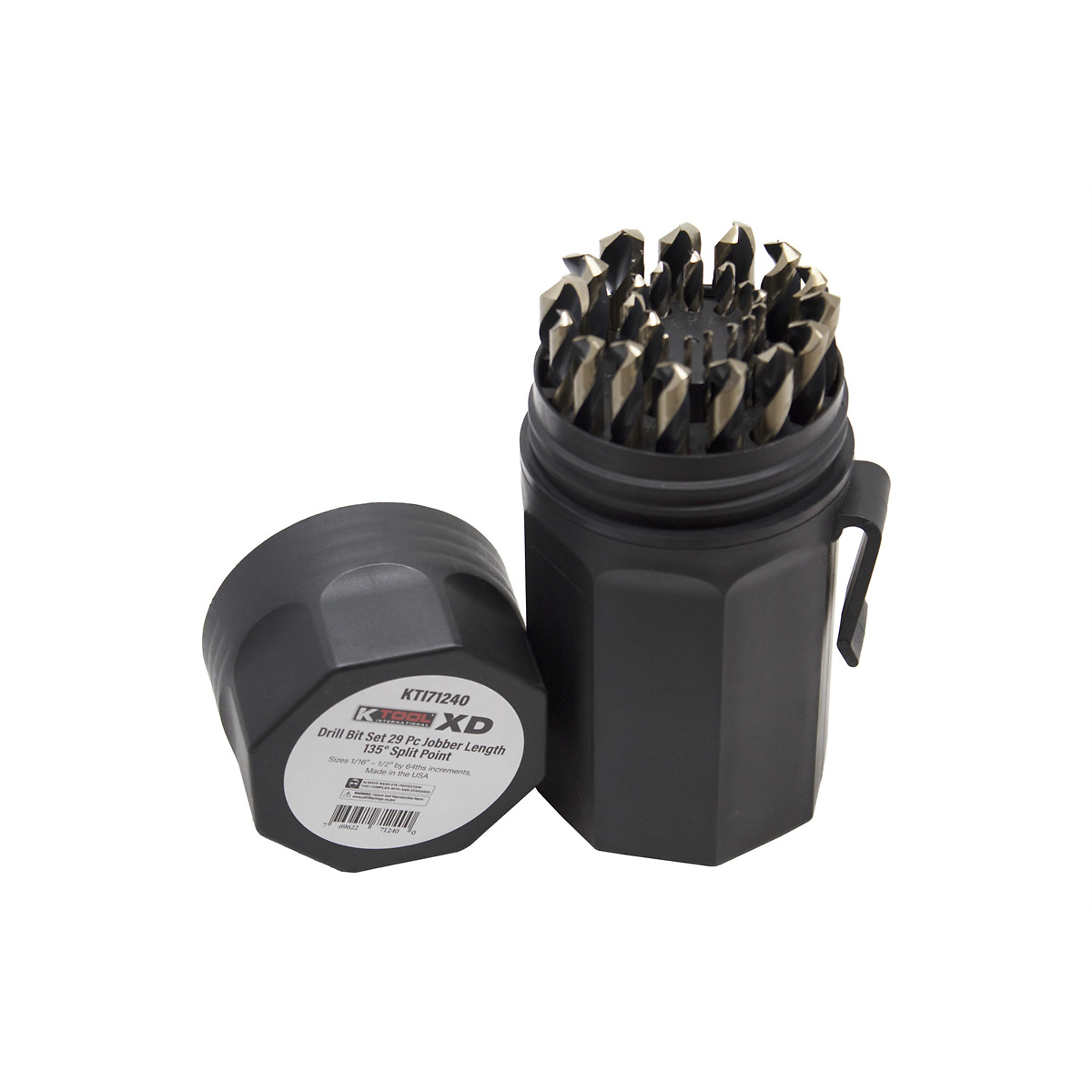 K-Tool International Drill Bit Set — 29-Pc., Jobber Length, 135 Degree Split Point, Model# KTI71240